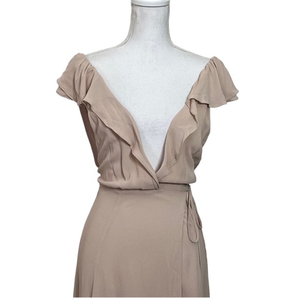 Reformation Peppermint Champagne Ruffle Trim Sleeveless Wrap Maxi Dress Gown S - Picture 3 of 8